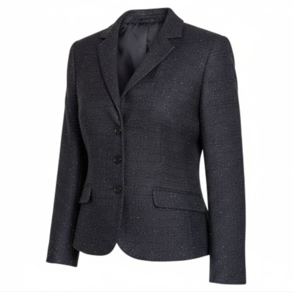 Sag Harbor Vintage Petite Black Metallic Tweed Blazer Classic Jacket Plus Size